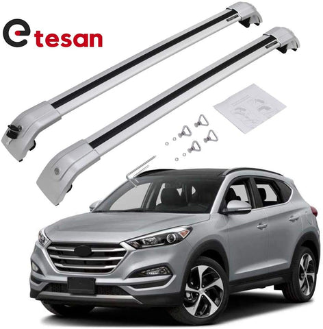 2 Pieces Cross Bars Fit for Hyundai Tucson 2015 2016 2017 2018 2019 2020 SilverCargo Baggage Luggage Roof Rack Crossbars