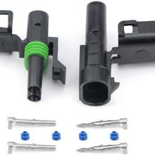 Weather Pack 2 PIN Connector Kit 5 Sets 12-16 AWG Wire with WEATHERTIGHT quick connect locking terminals. (2 PIN)