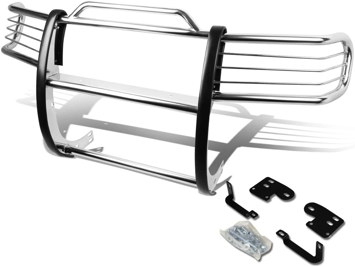 Replacement for Frontier Xterra Front Bumper Protector Brush Grille Guard (Chrome) (Chrome)