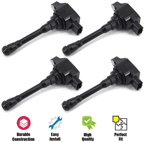 Ignition Coil Set of 4 Pack for Altima Cube Pathfinder NV200 Rogue Sentra Urvan Versa, QX60 Replace 22448-1KT1A UF549