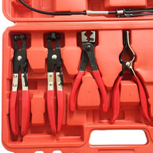 9PC Hose Clamp Clip Plier Set Auto Part Flexible Hose Clamp Pliers Tool Set Swivel Jaw Flat Angled Band Automotive Tools (Red, 9PC)