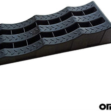 OMAC Auto Accessories Car Multilevel Ramp Heavy Duty Leveling Blocks | Black Chocks Car Tires Lifting Stabilization 2 Pcs. | Vehicle Ramp - Pair 11000lbs GVW Capacity