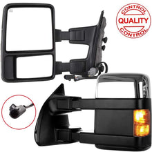 LUJUNTEC Towing Mirrors Fit for 1999-2007 for Ford F250/F350/F450/F550 Super Duty Tow Mirrors Set Driver and Passenger Side Power Adjust Heated Turn Signal Light Chrome Housing