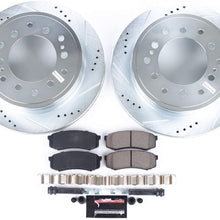 Power Stop K2405 Rear Z23 Carbon Fiber Brake Pads with Drilled & Slotted Brake Rotors Kit