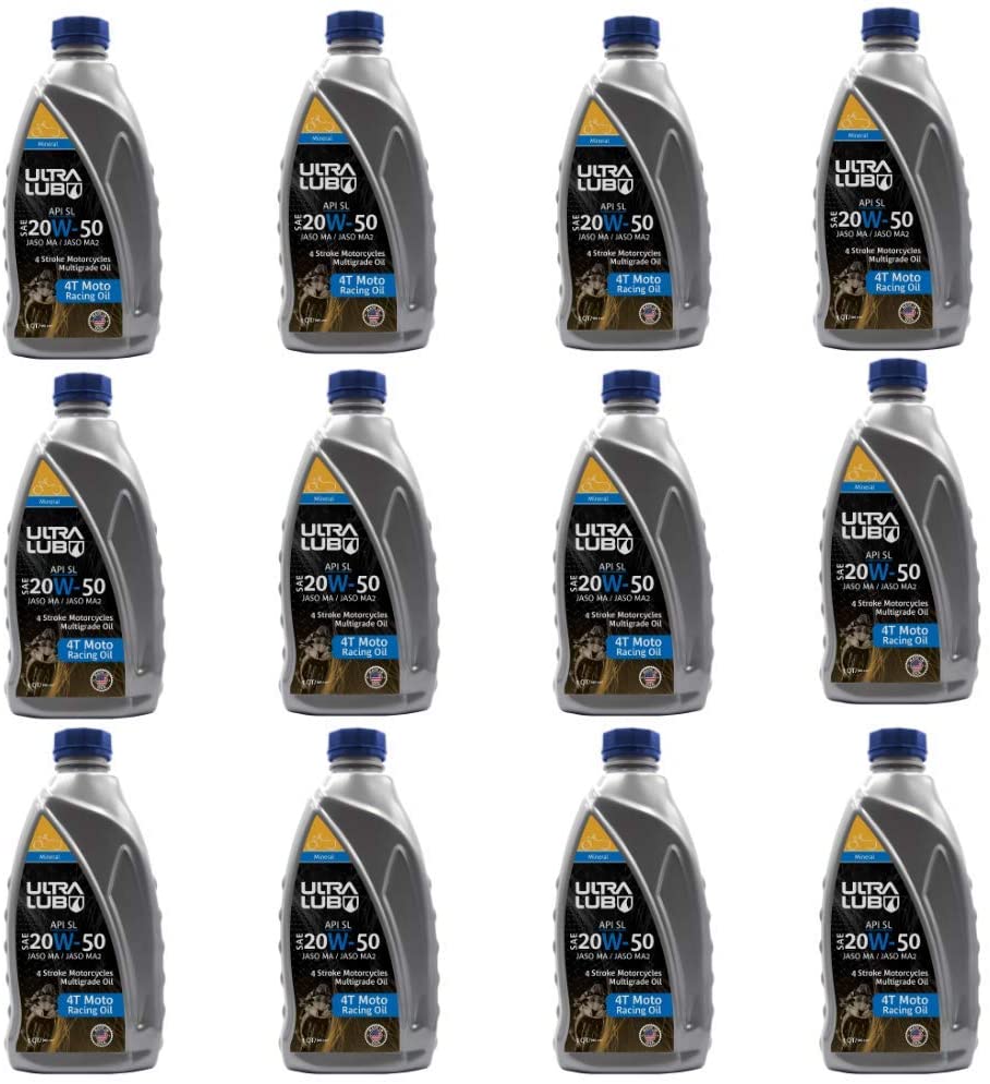 Ultra Lub Motorcycle Racing Oil SEA 20W-50 Mineral 1Q MA/MA2 4T (12 Pack)