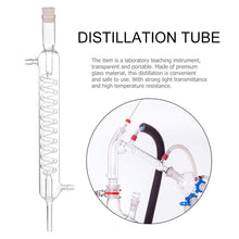 TEHAUX Glass Graham Condenser Coil Glass Condenser Laboratory Glassware with 10 mm Glass Hose Connections Condensing Tube Chemistry Tool