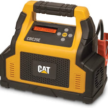 CAT CBC25E Fully Automatic 25 Amp 12V Rolling Battery Charger/Maintainer with 75A Engine Start, Alternator Check, Cable Clamps