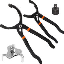 ZOENHOU 3PCS Universal Oil Filter Wrench Set,10-Inch 12-Inch Adjustable Oil Filter Pliers,3 Jaw Oil Filter Wrench Tool