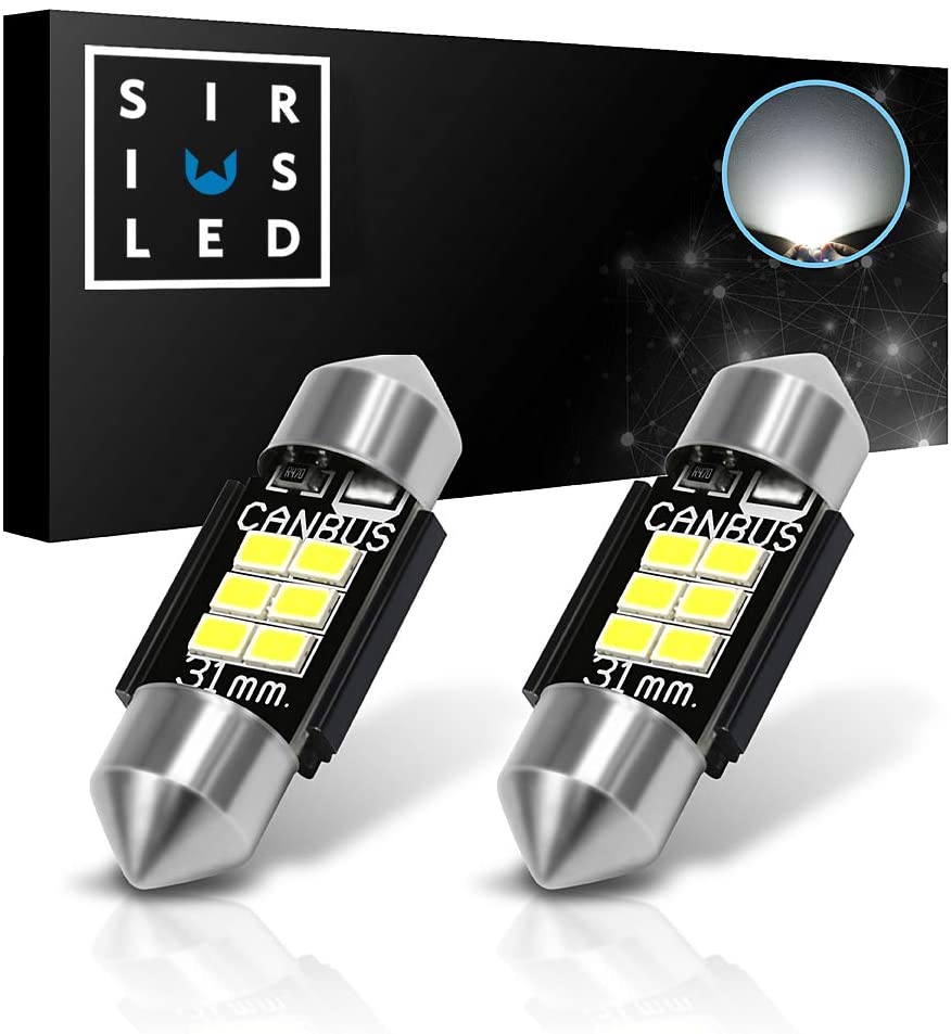 SIRIUSLED DE3175 bulbs white Extremely Bright led 400 Lumens 3020 Chipset Canbus Error Free LED Bulbs for Interior Car Truck Lights License Plate Dome Map Door Courtesy 1.25” 31MM Festoon