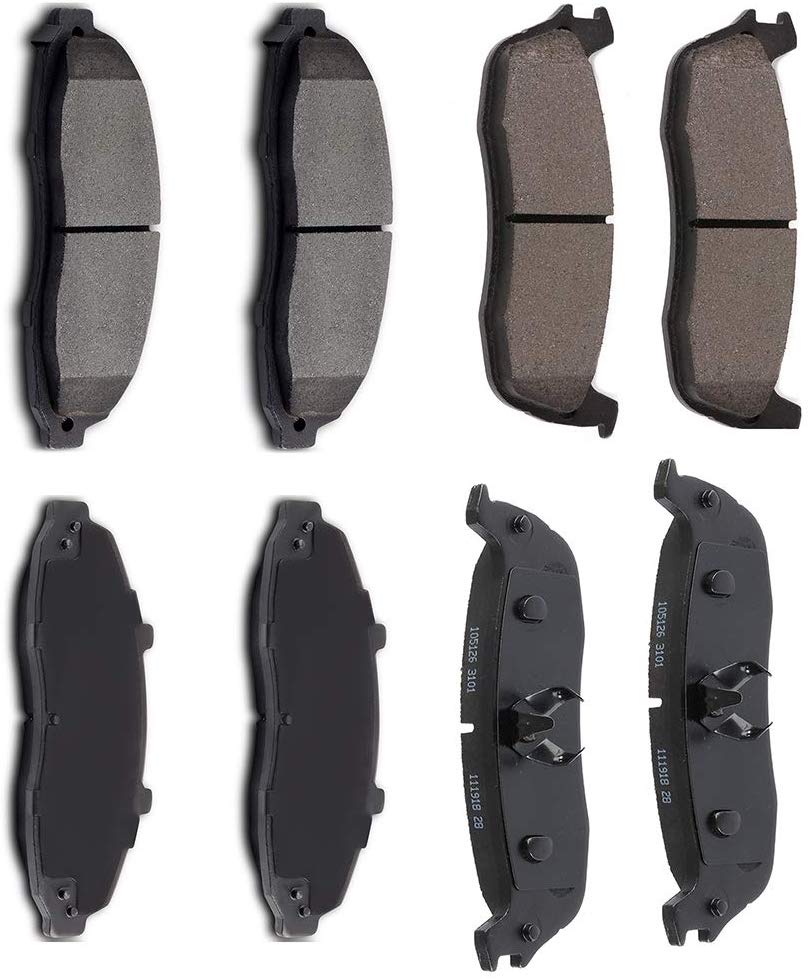 AUTOMUTO Front Rear Ceramic Brakes Pads Set fit for 1997 1998 1999 2000 2001 2002 2003 Ford F-150,2004 Ford F-150 Heritage,2002 Lincoln Blackwood