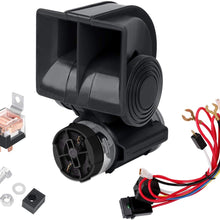 SEINECA Car Air Horn 12V Snail Compact with Compressor Automotive Relay Mini Nautilus Super Loud Horn Kit for Truck Car Motorcycle(12v,Black)