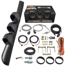 GlowShift Diesel Gauge Package for 1998-2002 Dodge Ram Cummins 2500 3500 - Black 7 Color 60 PSI Boost, 1500 Pyrometer EGT & 30 PSI Fuel Pressure Gauges - Black Triple Pillar Pod w Speaker Cutout