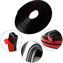 ZLMC 32Ft Universal Car Weather Stripping，Self Adhesive Auto Rubber Weather Draft Seal Strip for Car Truck Window Door Sunroofs Engine Cover Noise Insulation (B Shape Black,10M)