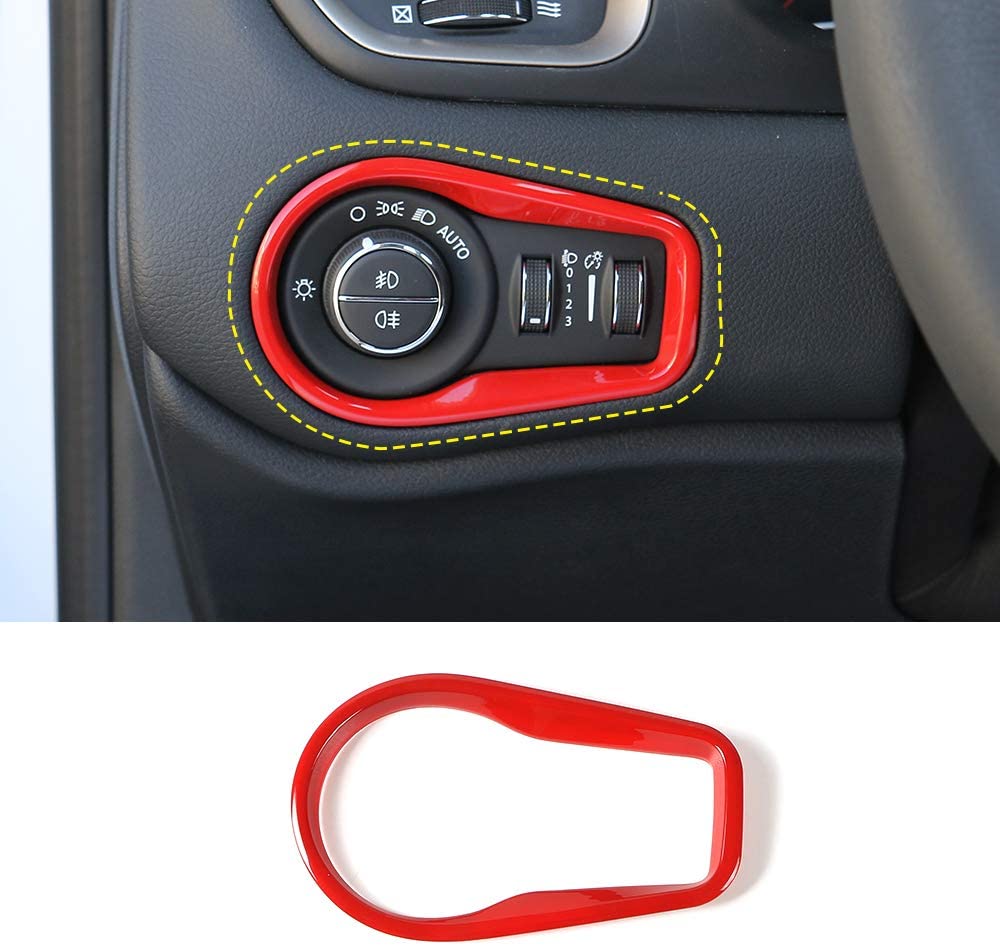 for Jeep Renegade 2015-2020 Head Light Control Switch Trim Interior Accessories, ABS Red 1PC