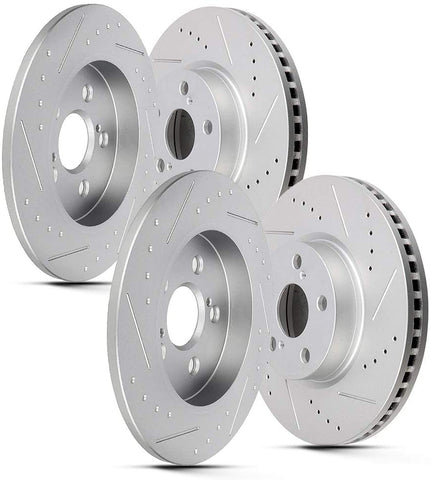 BRAKEUS Brake Rotors Kits fit for 2009-2010 for Pontiac Vibe,2009-2019 for Toyota Corolla,2009-2013 for Toyota Matrix with 5 -Lugs Slotted Drilled Disc