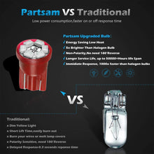 Partsam T10 194 LED Light Bulb 168 LED Bulbs Instrument Panel Gauge Cluster Dashboard LED Light Bulbs No-Polarity 2825 Dome Map Lights - 8Pack Red