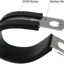 1" Cable Clamp Stainless Steel Insulated Rubber Cushioned – Cable Clamp, Pipe Clamp, Hose Clip, Line Clamp and Wire Clamp (12 Pack)