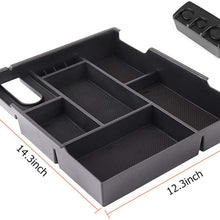 JAUTO Center Console Organizer Tray for 2014-2019 2020 Toyota Tundra, Insert ABS Armrest Storage Box Tundra Accessories - Full Tray (Black)