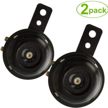 SoundOriginal Universal Motorcycle Electric Horns Auto Horns Loud kit 12V 1.5A 105db Waterproof Round Loud Horn Speakers (2pack) (Black 2pack)