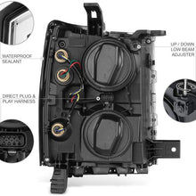 VIPMOTOZ Chrome Housing Projector OE-Style Headlight Headlamp Assembly For 2014-2015 Chevy Silverado 1500 Pickup Truck, Driver & Passenger Side