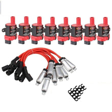 High Performance 8Pcs D585 UF262 Ignition Coils Pack Round Type + 8Pcs 8mm Spark Plug Wire Set Part Number 748UU 12622553 12656210-15% More Energy