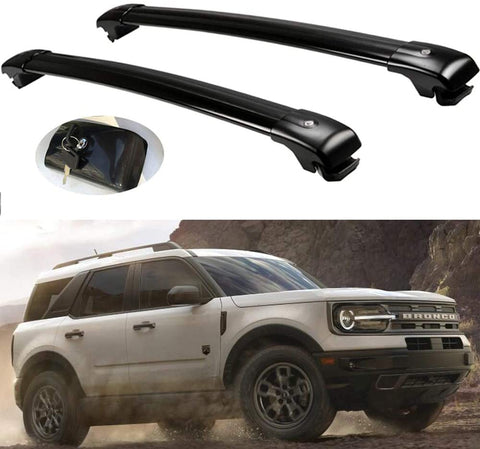 YiXi-Partswell 2Pcs Lockable Roof Rack Cross Bars Crossbar Baggage Luggage Rack Aluminum Fit for Ford Bronco Sport 2021+ - Black