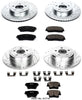 Power Stop K1715 Front & Rear Brake Kit with Drilled/Slotted Brake Rotors and Z23 Evolution Ceramic Brake Pads,Silver Zinc Plated