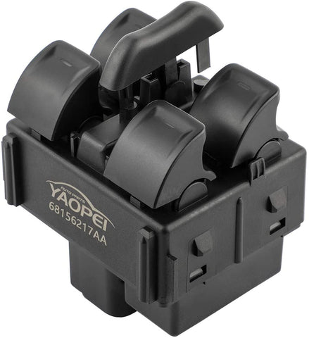 68156217AA Jeep Wrangler Master Power Window Switch Fits for 2011 2012 2013 2014 2015 2016 Jeep Wrangler 4 Door Dash Mounted-Front Left Driver Side Replace OE# 68156217AB