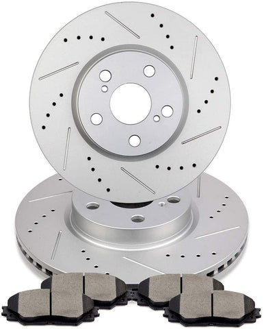 FINDAUTO Front Brake Disc Rotors(2) and Ceramic Pads(4) Fit for 2009-2010 for Pontiac Vibe, 2008-2014 for Scion xD, 2009-2019 for Toyota Corolla, 2009-2013 for Toyota Matrix