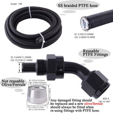 EVIL ENERGY 16Ft 10AN 5/8" Nylon Stainless Steel Braided PTFE E85 Tube Transmission Gas Oil Fuel Line Hose End Fittings Kit Universal (12.95mm ID)