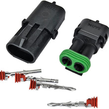 MUYI 10 Kit 2 Pin Way Waterproof Electrical Connector 2.5mm Series Terminals Quick Locking Wire Harness Sockets
