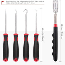 9Pcs Long Hook and Pick Set with Magnetic Telescoping Pick Up Tool Kit, Precision Scraper Gasket Scraping Hose Removal Puller Hook and Pick Set Perfect for Automotive and Electronic Tools