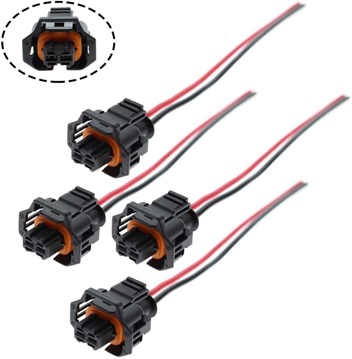 MOTOALL 4pcs Fuel Injector Plug Connector Wire Harness Wiring Pigtail for GM Chevy GMC Duramax LLY LBZ LLM 6.6L Diesel Crank Position Coolant Oil Temp Fuel Pump Shut Off Knock Sensor PT2183 88988963