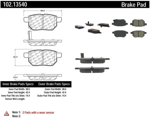 Centric (102.13540) Brake Pad, Metallic