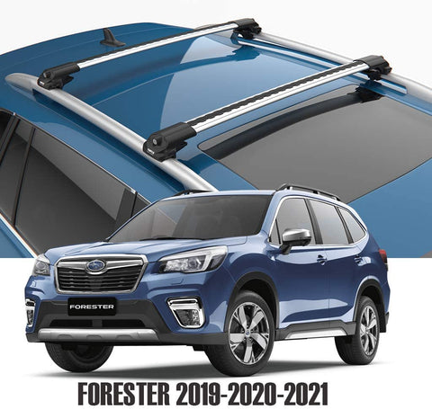 Roof Rack for Subaru Forester, Turtle V1 Cross Bars, Silver Color, Strong, Safe, Durable, Low Profile Fits 2019-2020-2021