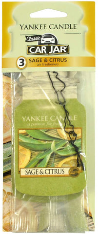 Yankee Candle Paper Car Jar Hanging Air Freshener Sage & Citrus Scent (Pack of 3)