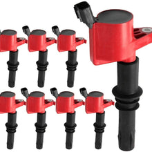 High Performance Ignition Coil 8 Pack For Ford F150 Mercury Lincoln V8 V10 4.6L 5.4L 6.8L Compatible with DG511 C1541 FD508 (Red)