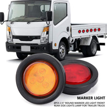Jadeshay 4Pcs 2.5inch Round LED Marker Light Front Rear Side Lights for Trailer Truck Cab