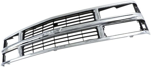 Perfit Liner New Front Chrome Silver Black Grille Grill For 94-98 C/K 1500 2500 3500 Pickup Truck Suburban Tahoe SUV Fits Late Design With Composite Head Lamp Type GM1200238 15981106