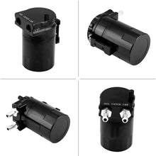 Oil Catch Tank, Universal Aluminum Car Engine Oil Reservoir Catch Can Breather Tank Kit(Black)