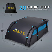 KING BIRD 100% Waterproof Roof Cargo Carrier Bag with Non-Slip Mat, 20 Cubic Feet Aerodynamic Car Top Carrier Fit All Vehicles with/Without Rack