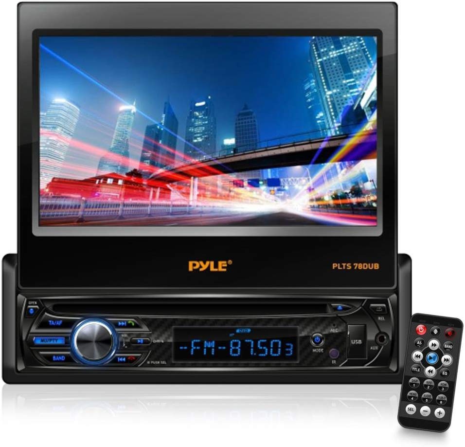 Single DIN Head Unit Receiver - in-Dash Car Stereo with 7” Multi-Color Touchscreen Display - Audio Video System with Bluetooth for Wireless Music Streaming & Hands-Free Calling - Pyle PLTS78DUB
