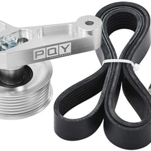 PQY Adjustable EP3 Pulley Kit Compatible with Honda 8th 9th Civic All K24 Engines with Auto Tensioner Keep A/C Installed