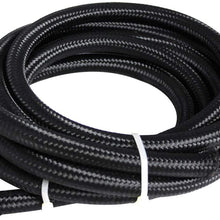 20Ft 6AN Universal Stainless Steel Braided Fuel Line Hose Ends,Black