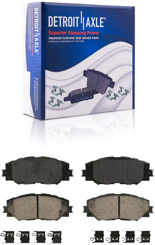 Detroit Axle - Front Ceramic Brake Pads w/Hardware for 2006-2016 Rav4 without 3rd Row Seating. Fits 275mm Rotor - Matrix/Vibe 1.8L