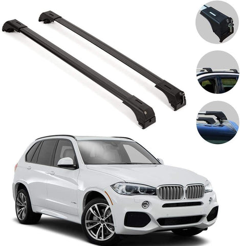 OMAC Roof Rack Cross Bars Luggage Carrier Black 2 Pcs Fits BMW X5 E70 2007-2013 | Aluminum Black Cargo Carrier Rooftop Luggage Crossbars