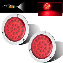 LIMICAR 4" Round LED Trailer Tail Light 2PCS 24 LED Stop Turn Signal Brake Marker Running Lights w/Chrome Bezels for Trucks Trailer RV Boat Waterproof