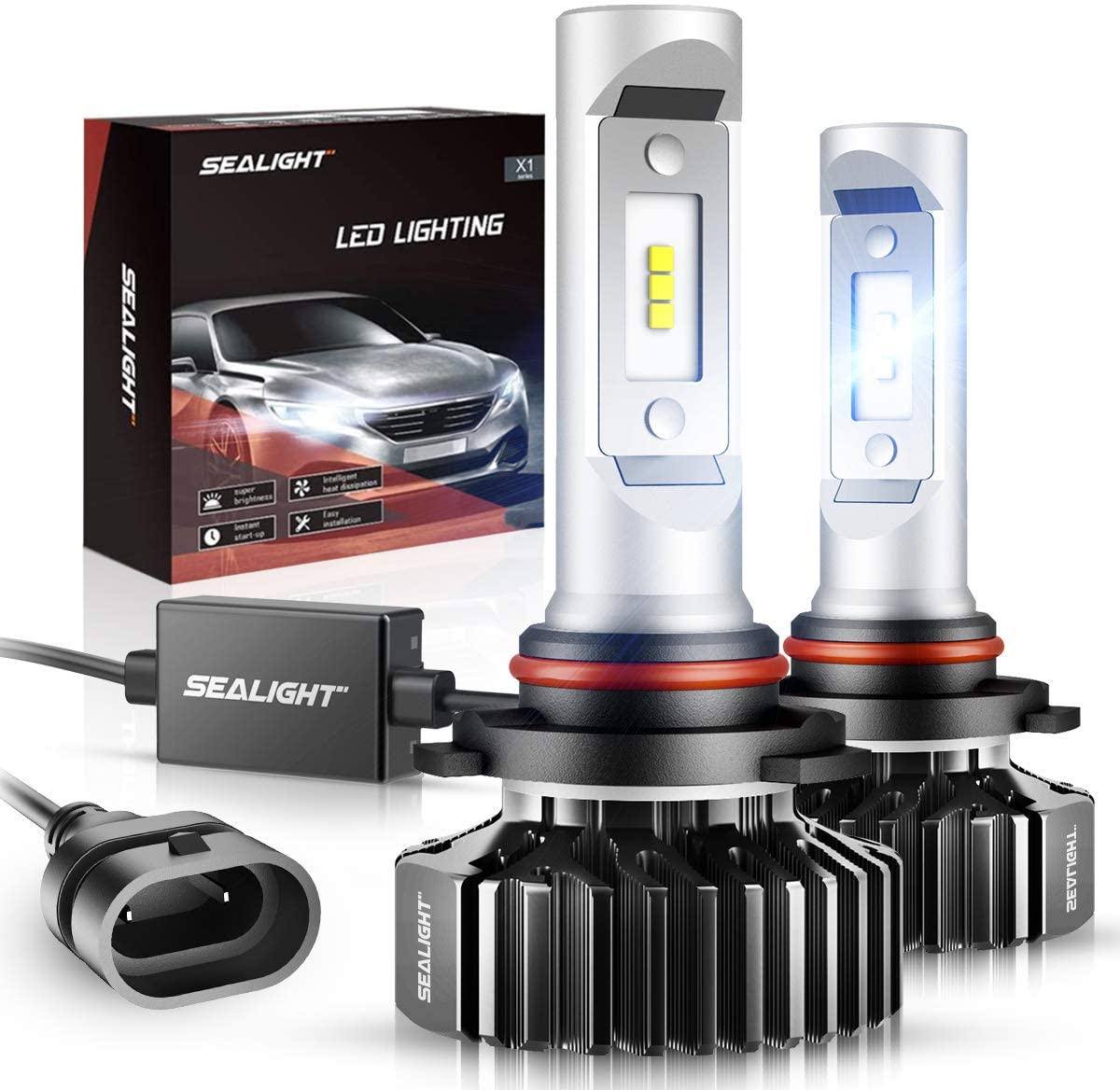 SEALIGHT 9005/HB3 LED High Beam Headlight Bulb X1 Series 9145/9140/H10 Fog Light Bulbs Xenon White 6000K Non-polarity