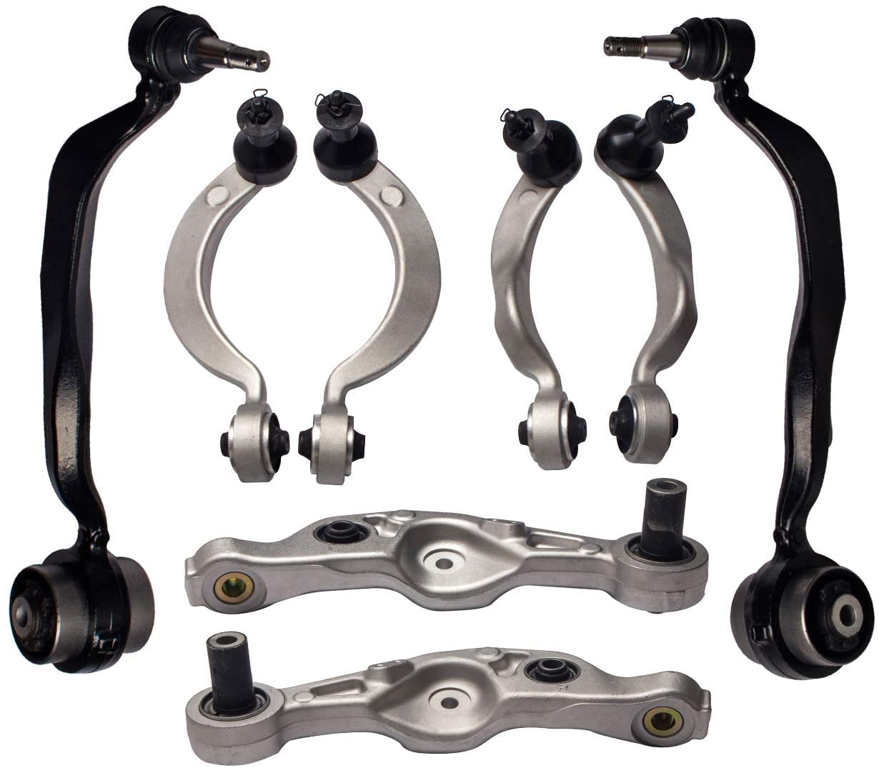 TUCAREST 8Pcs Suspension Kit K642988 K642208 Left Right Front Lower Upper Control Arm and Ball Joint Assembly Compatible With 2007 2008 2009 2010 2011 2012 Lexus LS460 [RWD Models Only]