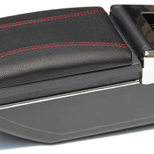 for Mini Cooper Coupe Armrest Console Center Storage Box with Base Cup Holder Ashtray (Black with red Thread, Single Layer)